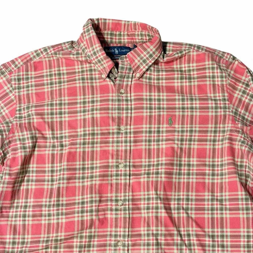 Polo‎ Ralph Lauren Button Up Shirt Men Size XXL Classic Fit Plaid Cotton Vintage